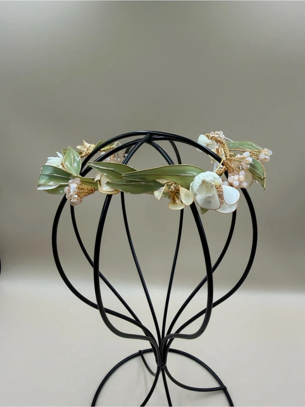 Boho Bridal Floral Crown Gold Green Leaf Wedding Headpiece New